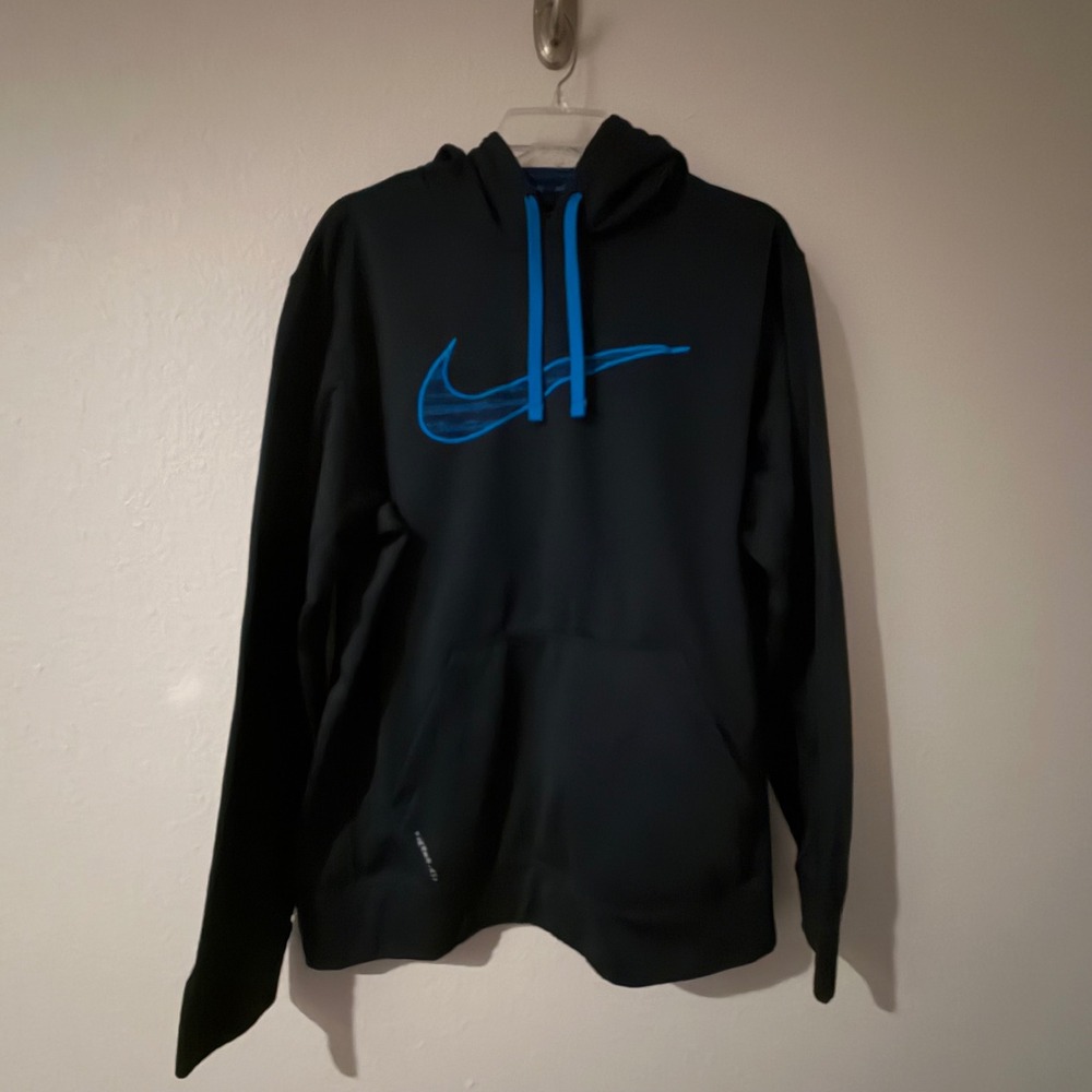 Nike Therma-FIT Mens Hoodie Navy Blue Swoosh Pullover 657533-475 Large